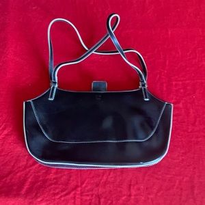 CITY DKNY Black smooth leather short shoulder purse carry once